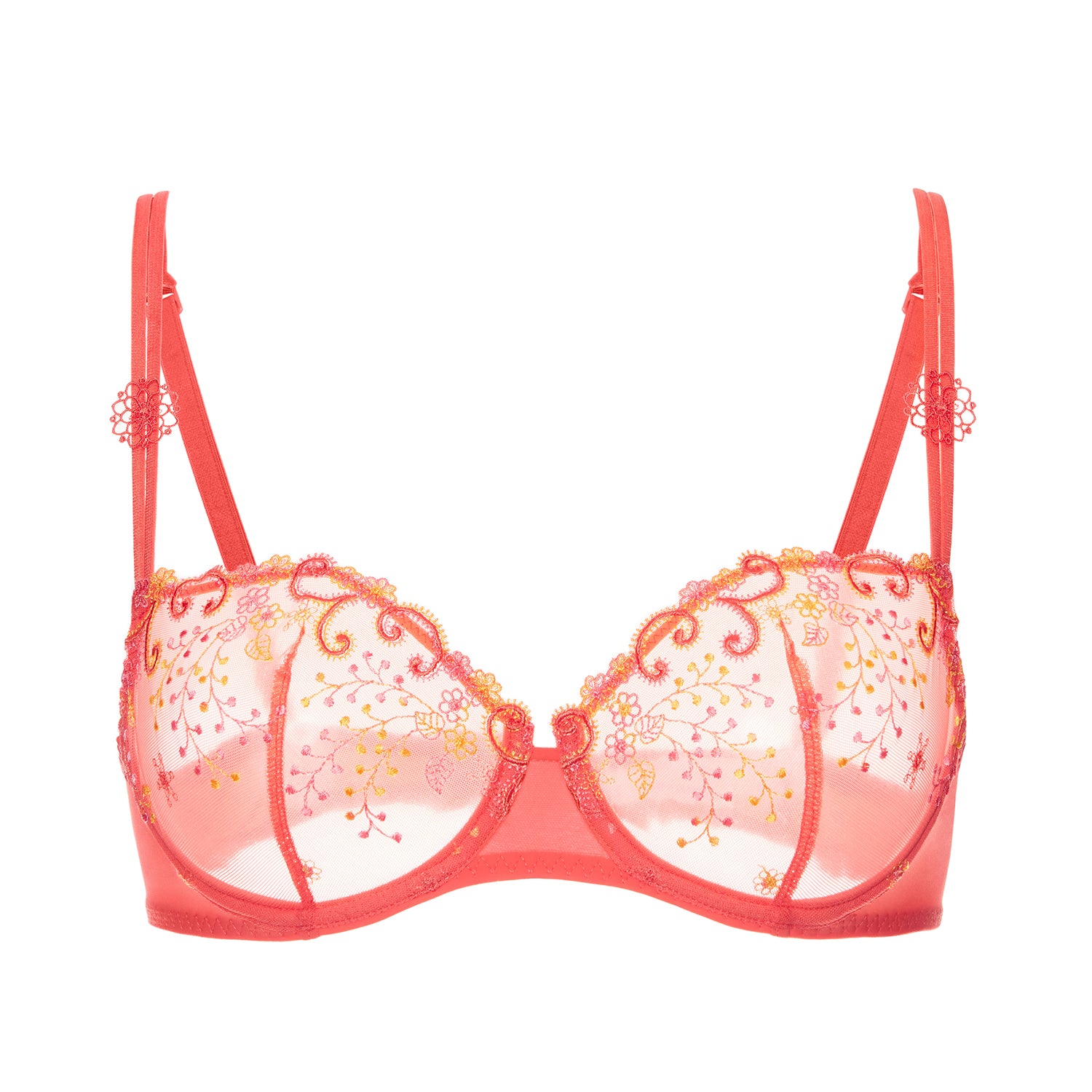 Lightly Lined Spacer Foam Demi Bra - Embroidered flowers