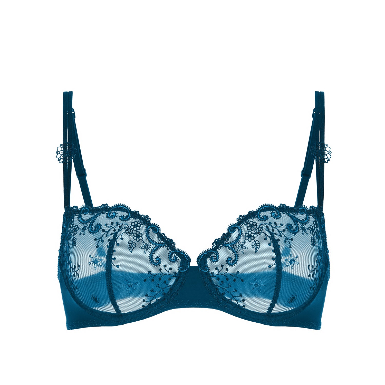 Lightly Lined Spacer Foam Demi Bra - Embroidered flowers