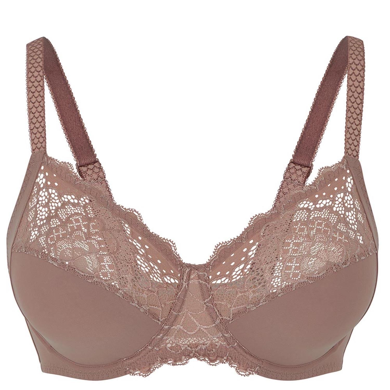 M&S UNDERWIRED MINIMISER Full Cup Bra With LACE In NUDE Size 34F