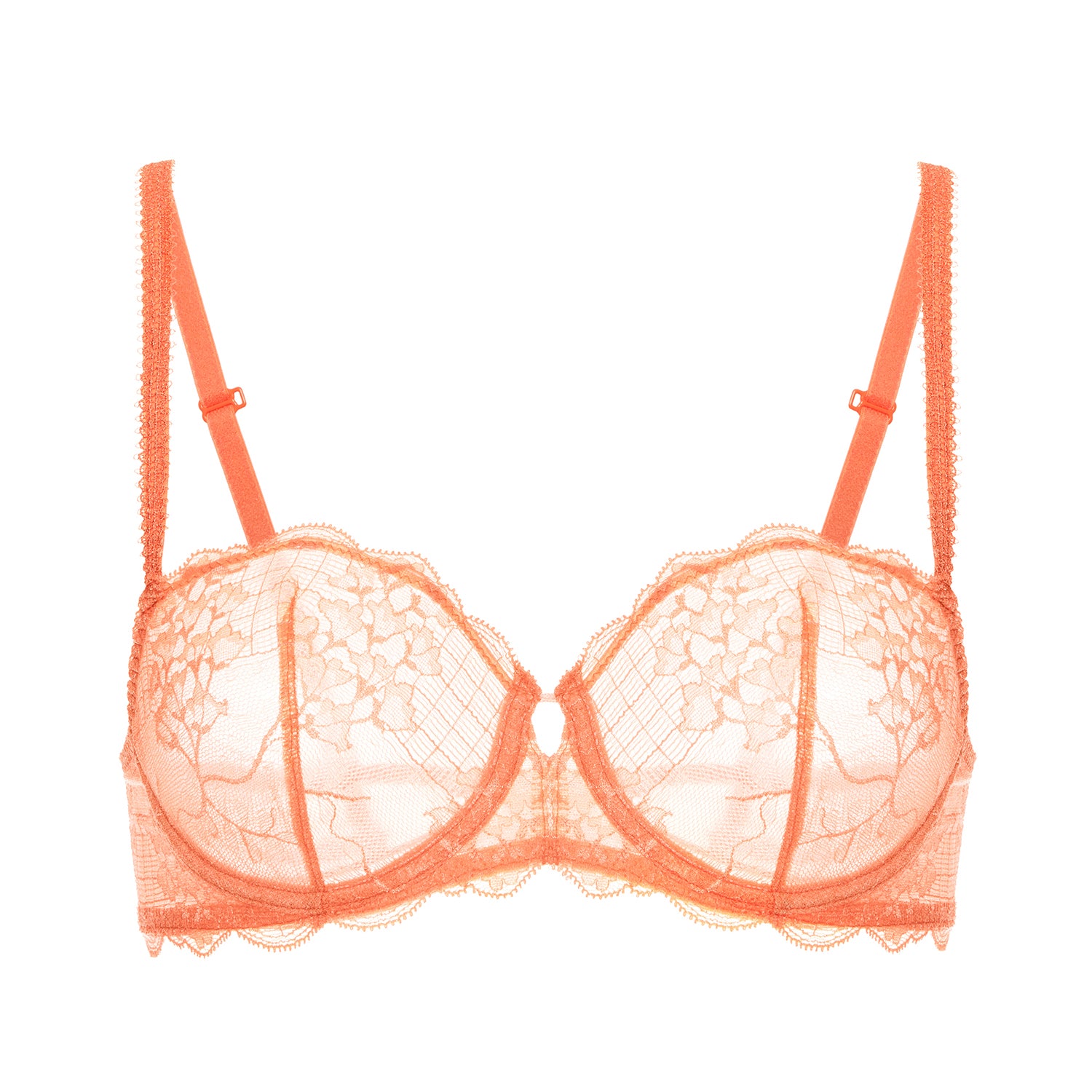 Orange Bra 32E by Simone Perele, Floral Lace, Underwired, Full