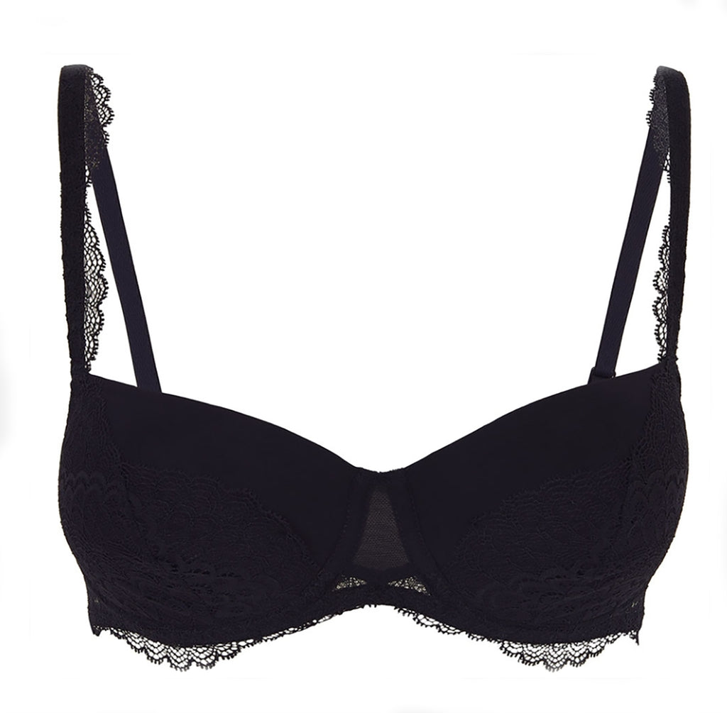 GORGEOUS Black tulle microfibre and lace push-up bra, Bras